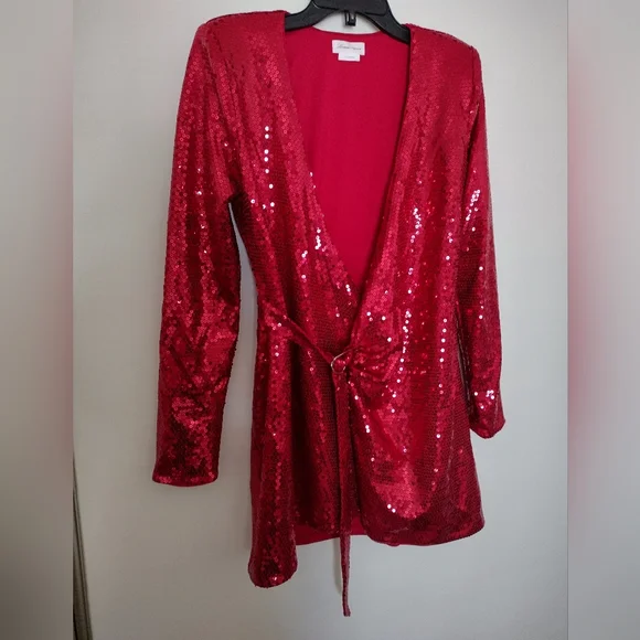 Lovers & Friends red sequined wrap around dress size small